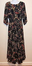 Baltic Born Women's L Rebecca Maxi Dress Pomegranate Floral Cottagecore Boho EUC picture