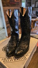 Dan Post El Paso Black Western Cowboy Boots Snakeskin Leather picture