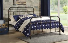 Full Industrial Vintage Metal Platform Bed Sandy Gray 80