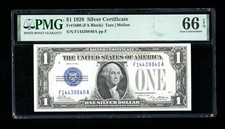 DBR 1928 $1 Silver Fr. 1600 Gem FA Block PMG 66 EPQ Serial F14439840A picture