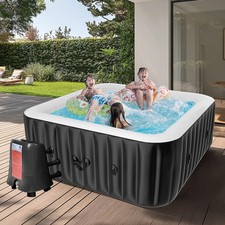MOPHOTO Hot Tub 4 Person Inflatable Blow Up Hot Tub Spa 110 Bubble Jets 158Gal picture