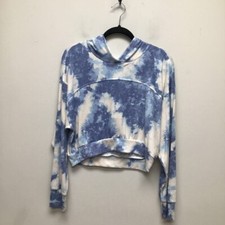 Socialite Womens Hoodie Sweatshirt Blue White Tie Dye Pullover Stretch L New picture