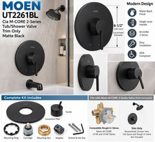 Moen UT2261BL Cia M-CORE 2-Series Shower Valve Trim Matte Black Single Handle picture