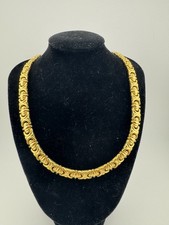 Veronese 925 Italian Gold Tone Interlocking Crescent Link Collar Chain Necklace picture