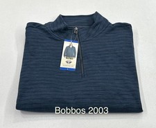 Dockers Men's Quarter Zip Regular Fit Textured Fabric Pullover, Blue, Size L picture