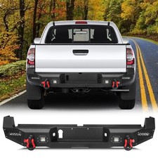 Fits 2016-2022 2023 Toyota Tacoma Steel Rear Bumper Guard w/LED Lights & D-rings picture
