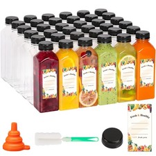 Moretoes 128pcs 16oz Plastic Juice Bottles with Caps, Bulk Clear 16oz, clear picture