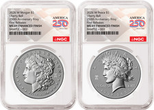 2 Coin Set 2026 Morgan Peace Enhanced 250th Privy NGC MS69 FR Flag2 picture