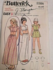 NO INSTRUCTIONS Butterick 3168 Blouse Skirt Pants Sewing Pattern Girls 12 Cut picture