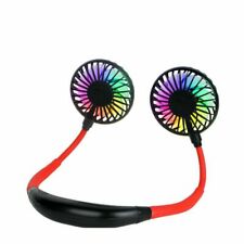 Portable Rechargeable Neckband Neck Hanging Dual Cooling Mini Fan Personal LED picture