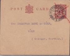 GB 1922 GV 1½d INLAND postal stationery postcard sent from UDDINGSTON to COLOGNE picture