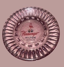 Vintage FLAMINGO HILTON Ashtray Laughlin NV Mint NOS MCM Retro Clear Pink picture