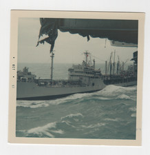 Vintage 1967 Photo US Navy Ship Underway Replenishment UNREP Tanker At Sea 60s picture