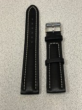 Genuine Breitling Black Leather White Stitching Steel Tang Buckle-428X-A18BA.1 picture