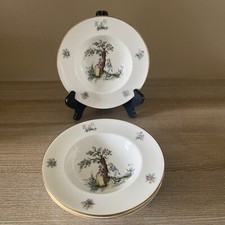 VTG Royal Worcester England 8” Bowls Watteau Royal Trademark on Bottom Set of 4 picture