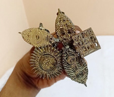 Antique Primitive Bronze Very Rare Stamping Seal Hand Crafted Textile Dye G65 picture