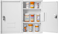Locking Medium White Narcotics Cabinet - Secure Medicine Storage 14.5