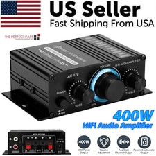 400W 12V 2 Channel Powerful Stereo Audio Power Amplifier HiFi Bass Amp Car Home picture