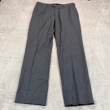 Proper Cloth Mens 34x32 Light Grey Wool Twill Dress Pants Dino Filarte S110s picture
