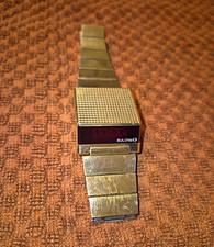 Bulova 1976 Computron Digital LED Quartz Vintage Gold Tone Stainless Bracelet picture