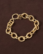 David Yurman 18k Yellow Gold Oval Cable Link Chain Bracelet picture