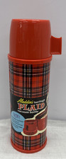 Vintage Aladdin Heritage 24 Oz Thermos Red Plaid With Stopper & 2 Cups 10.5