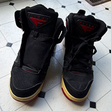 Nike Air Flight High Top Basketball Sneakers Black/Red -no laces on left shoe  picture