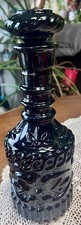 Vtg Mid Century Amethyst Black Glass Decanter Bottle Kentucky DRB Stopper Ornate picture
