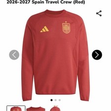 ⭐️NEW W/ TAGS AUTHENTIC Adidas Spain Soccer Travel Crew Sweatshirt Red 26/27 NWT picture