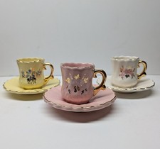 Three Vintage Camark Nor-So Hand Painted Art Pottery Cups with Saucers picture