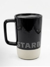 2025 Starbucks Mug Black & White Desktop NWT Logo Ceramic w/Rubber Bottom HTF picture