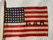 Antique 48 Star Parade Flag Grand Army of the Republic Gauze Fabric 11.5x16.5 in picture