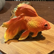 Vintage 1994 Universal Statuary Goldfish Koi Chalkware Figurine Statue 819 10