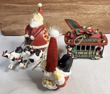 Vintage Holiday Santa Claus Christmas Ornaments Lot Of 3 picture