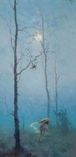 Sydney Laurence Keeping Warm 1921 Alaska Forest Figure Tonalist Landscape picture