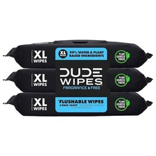 DUDE Wipes - Flushable -3 Pack. 48 wipes ea. pack total of 144 Unscented XL. picture