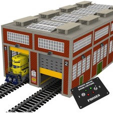 O Gauge Modern Engine House w/Motorized Doors, Indoor/Outdoor Lighting  picture