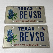 2001 VTG Texas Keep Texas Wild License Plate MATCHING Bluebonnet Graphic BEVSB picture