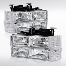 Fit 1994-1998 C/K1500 Silverado Tahoe Suburban Headlights+Corner Bumper Lamps picture