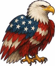 StickerTalk USA Flag Bald Eagle Vinyl Sticker Decal, 5 inches x 6 inches picture