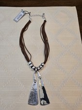NWT Robert Lee Morris Soho Silver Brown Suede Necklace New with Tags Super Nice picture
