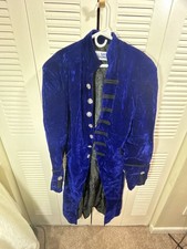 All Safe Trading Velvet Steampunk Gothic Victorian Frock Coat Size XXL Blue picture