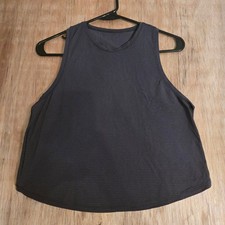 Lululemon Dark Gray Textured Mesh Open Back Sleeveless Athletic Tank Top Size 6 picture