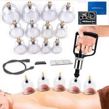 12 Cups Cupping Kit for Massage Therapy Set with Pump Muscle Back Pain Relief US picture