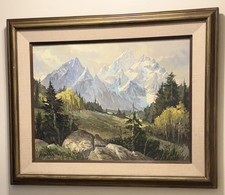 ORIG ‘77 MIKE KOPRIVA PAINTING-GRAND TETON RANGE-RARE,SIGNED,FRAMED, 1ofaKIND picture