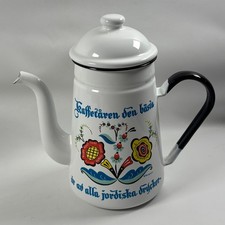 Vtg Berggren Swedish Enamel Pot Server Coffee Is The Best Of All Earthly Drinks picture