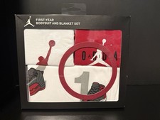 Nike Air Jordan Baby Bodysuit Milestone Blanket Gift Set 0-12mth 50-80 Sealed picture