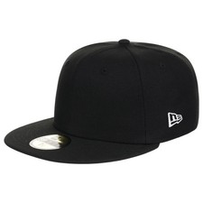 New Era Blank Custom 59FIFTY Fitted Flat Bill Cap, 7 1/4, Black/Grey Uv picture