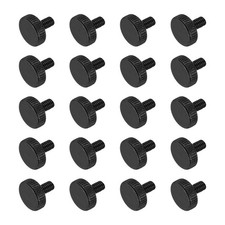 M4x6mm Knurled Thumb Screws Black Steel Flat Head Thumb Screws 20Pcs picture