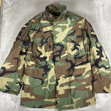 Vintage 1996 US Army M65 Hooded Jacket Medium Regular Woodland Camo No Liner picture